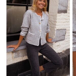 Crown and Ivy / Easy Clothes : Cozy Light Gray Knit Button Cardigan